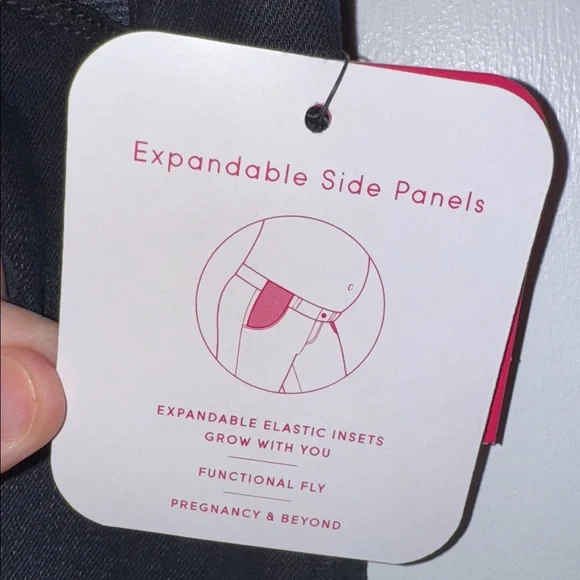 Isabel Maternity Side Panel 9” Bermuda Jean Shorts Women’s 12 Black Wash Denim - Picture 5 of 9